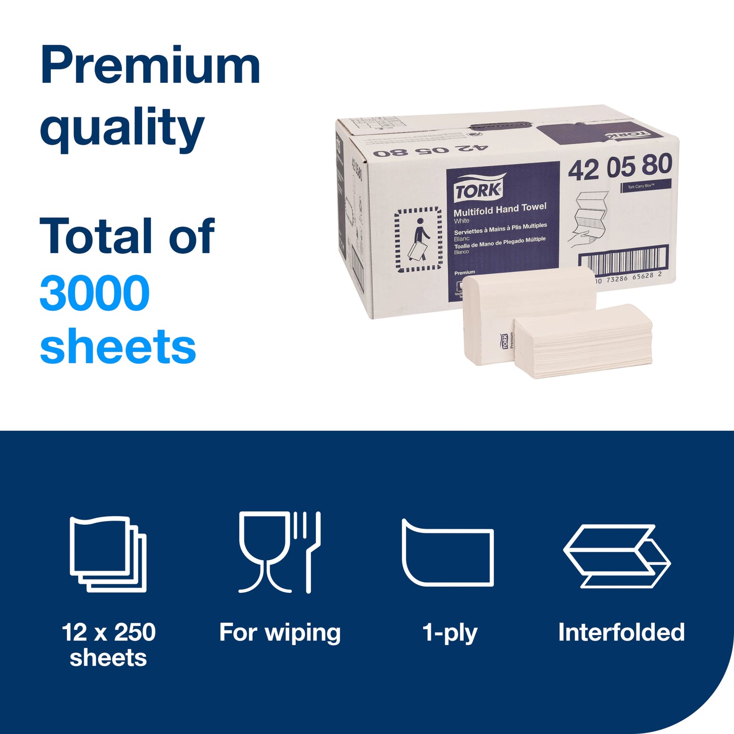 TORK MULTIFOLD HAND TOWEL WHITE H2