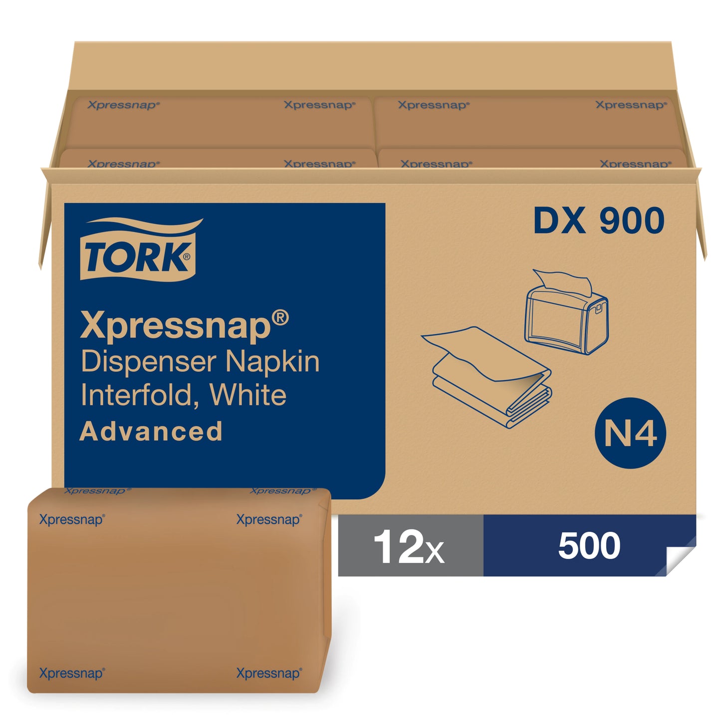 Tork® Xpressnap® Dispenser Napkin Quarter Fold, White, 13" x 8.5"