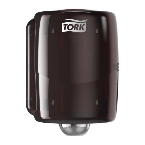 TORK CENTERFEED ROLL DISPENSER RED AND SMOKE W2