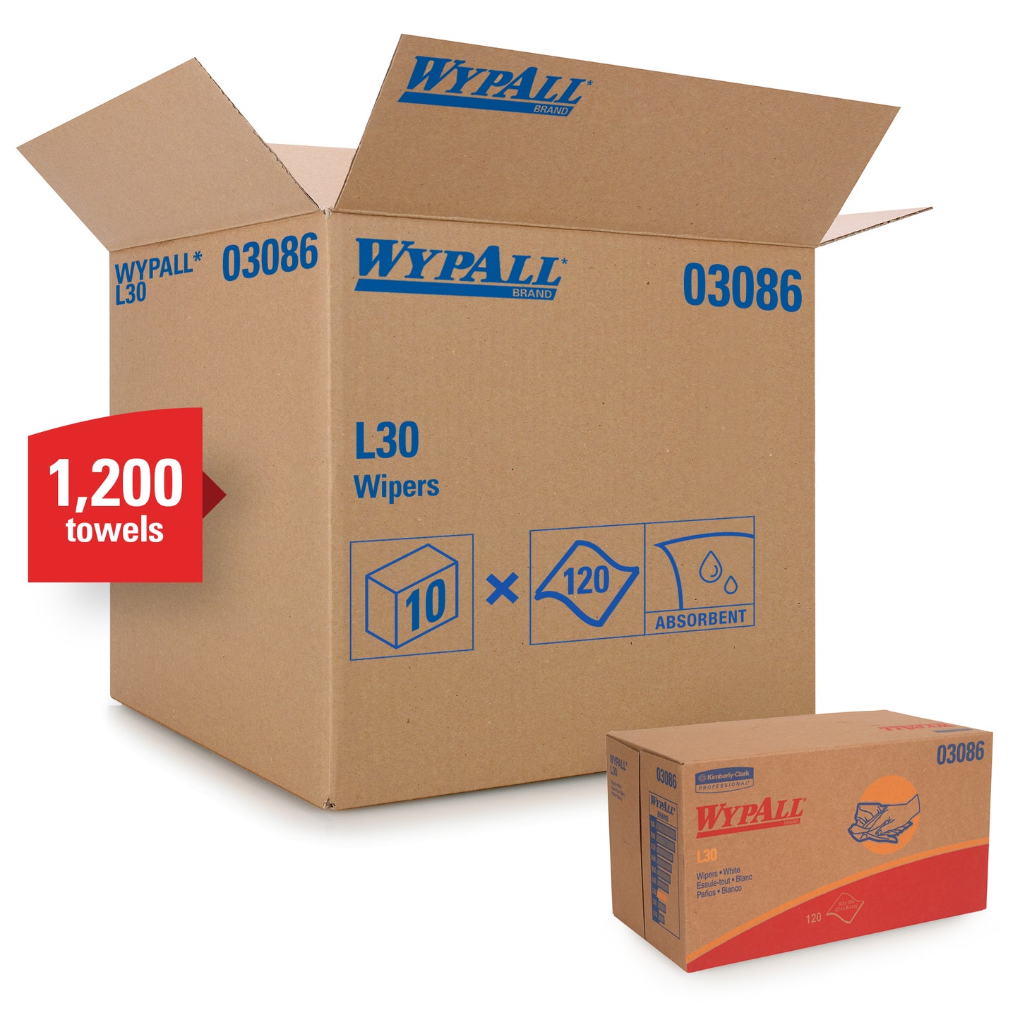 Wypall L30 Drc Towels (03086), Strong And Soft Wipes, Pop-Up Box, White, 10"X9.8"