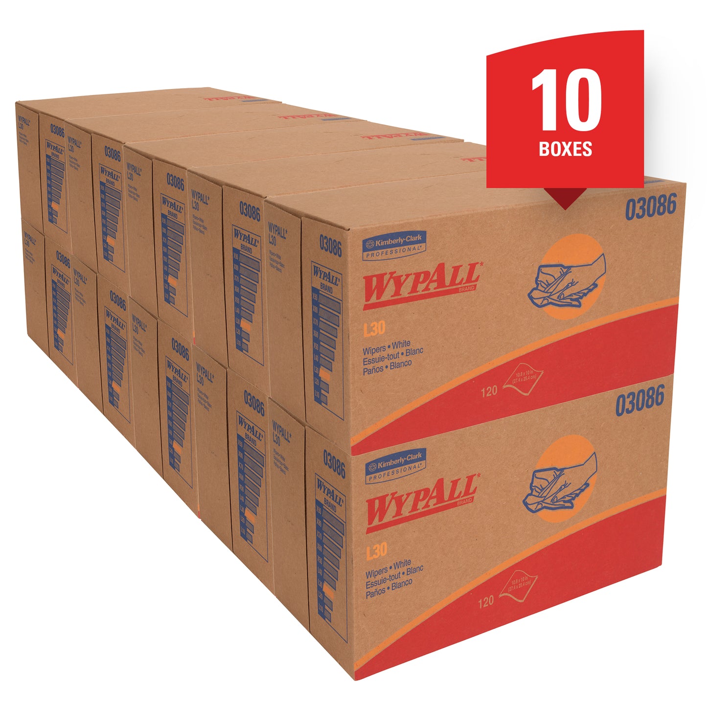 Wypall L30 Drc Towels (03086), Strong And Soft Wipes, Pop-Up Box, White, 10"X9.8"