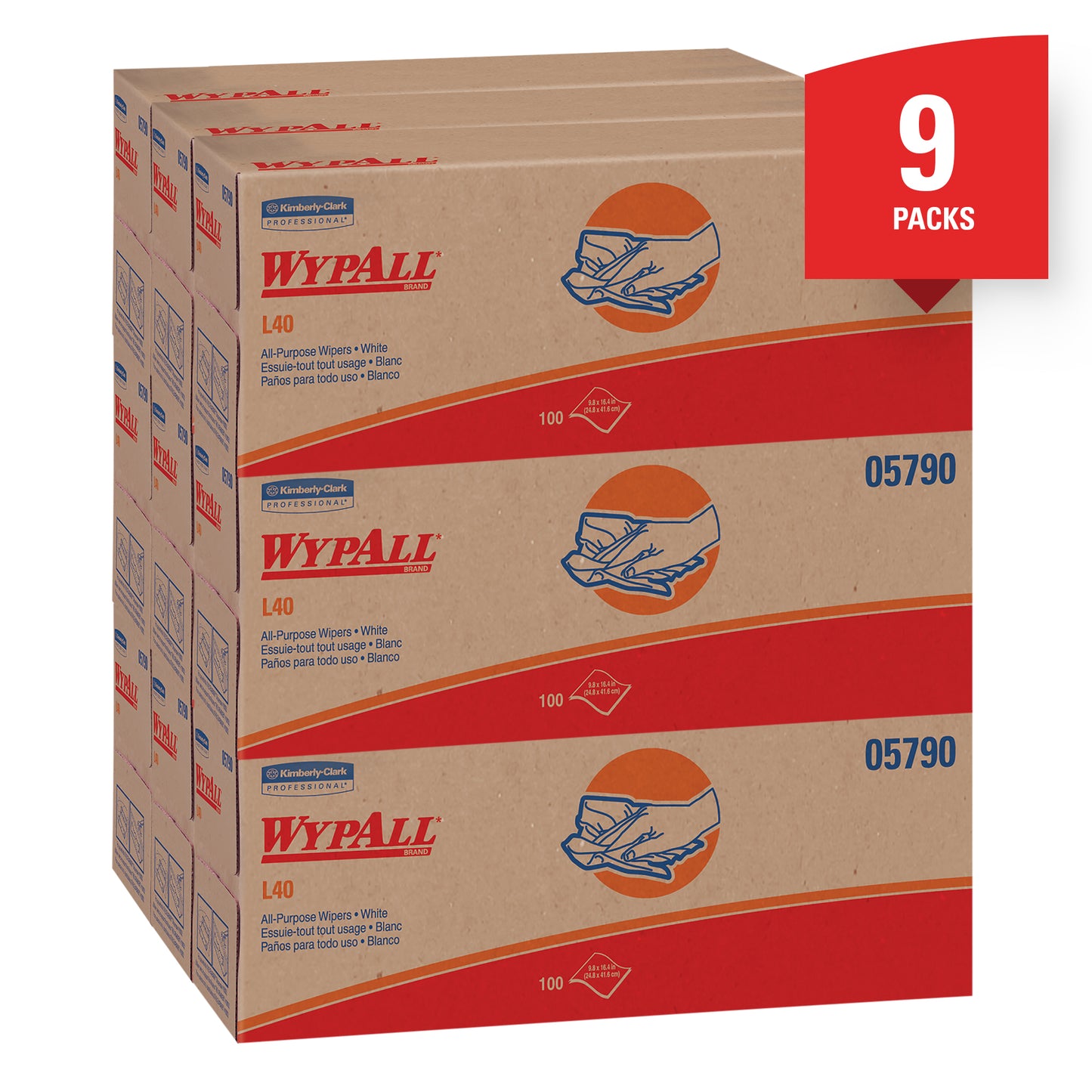 Wypall®L40 Double Re-Creped Absorbent Towels, Pop-Up Box White, 1/Cs/ 900
