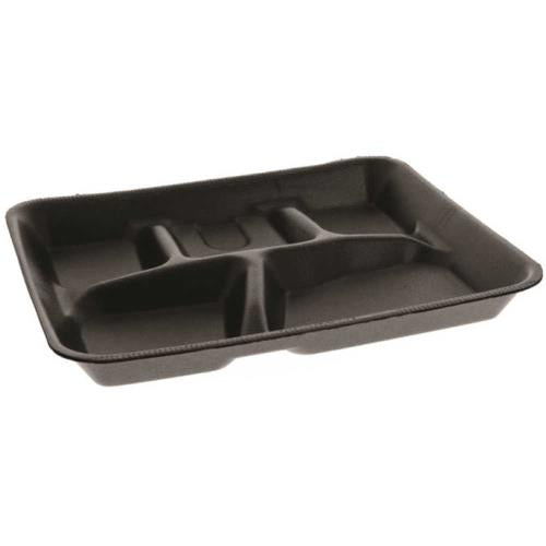 5 COMPARTMENT FOAM SCHOOL LUNCH TRAY, BLACK