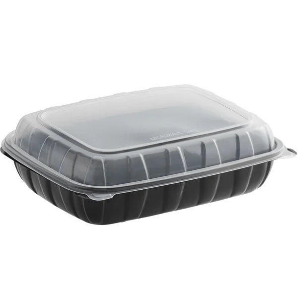 MICROWAVEABLE 1 COMPARTMENT, HINGED LID CONTAINER