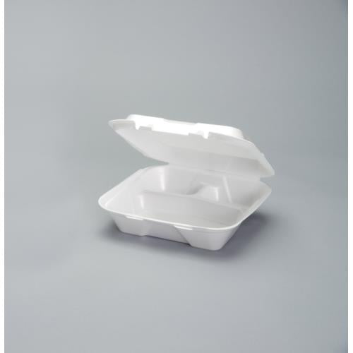LARGE 3 COMP. CARRY OUT CONTAINER, WHITE