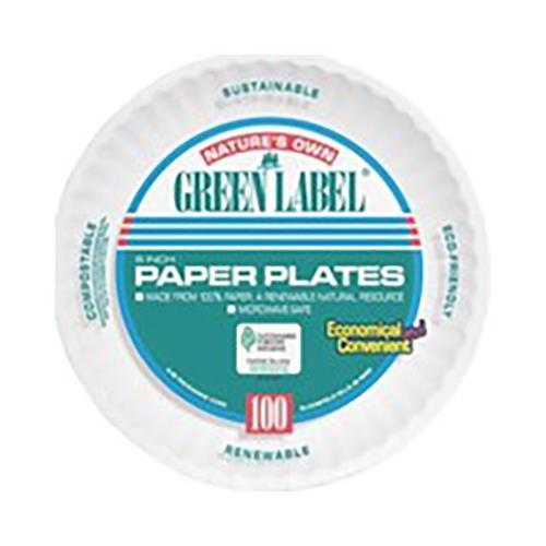 Green Label® 6" PAPER PLATE, WHITE 1000CT