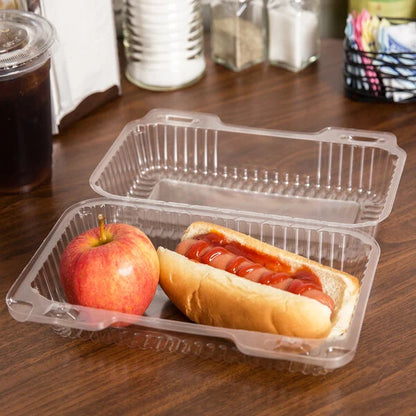 Clear Hinged Lid Plastic Container - 9" x 5" x 3" 250CASE