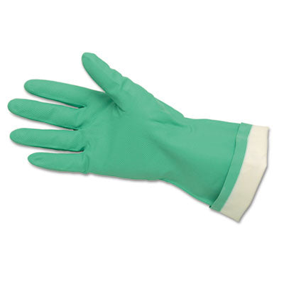 LARGE FLOCK-LINED NITRILE GLOVES, GREEN, 12/CS