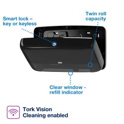 Tork® Tork Mini Twin Dispenser For Jumbo Roll Tissue, Black