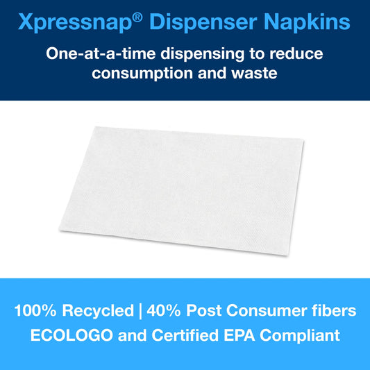 Tork® Xpressnap® Dispenser Napkin Quarter Fold, White, 13" x 8.5"