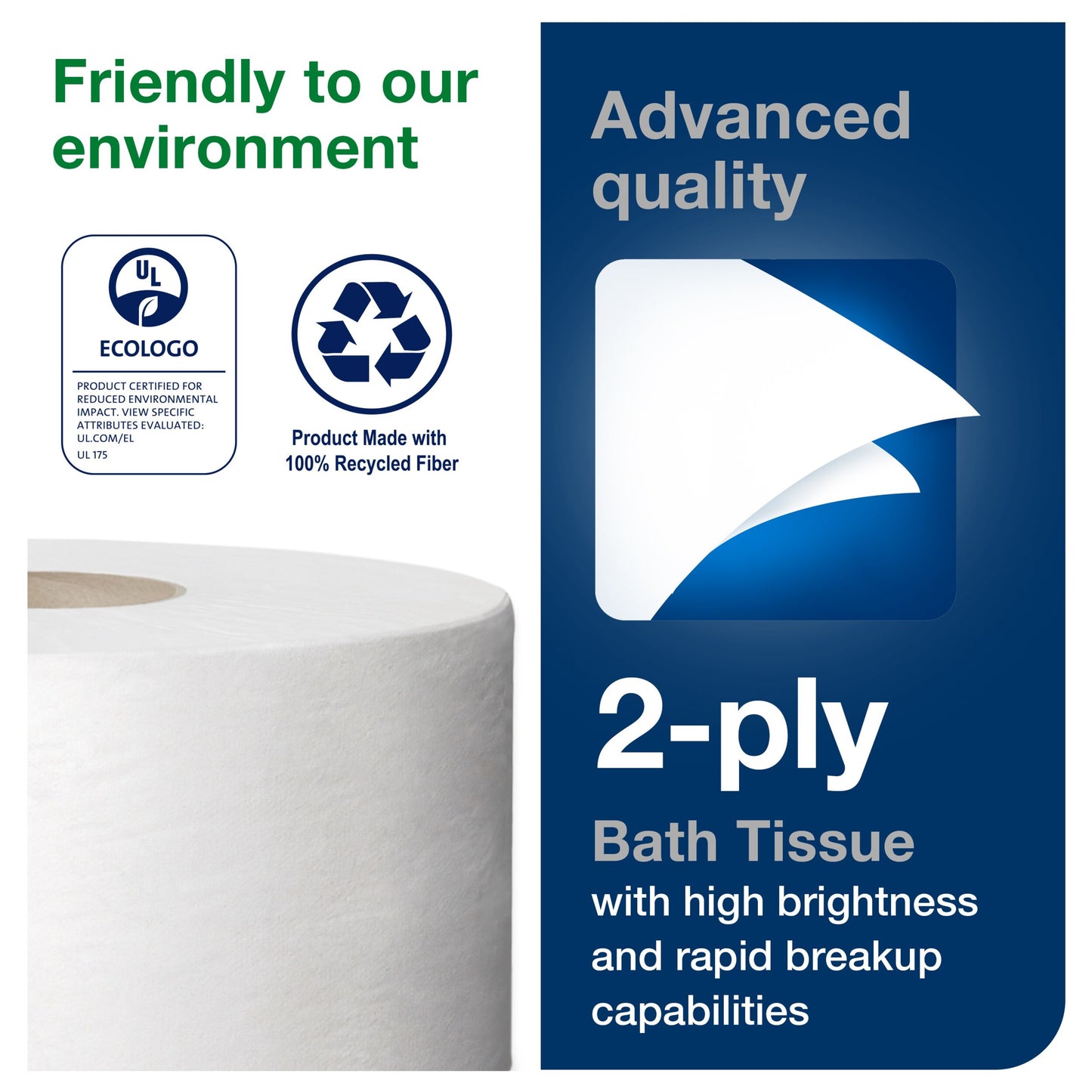 Tork® MINI JUMBO TOILET PAPER ROLL 2 PLY, WHITE