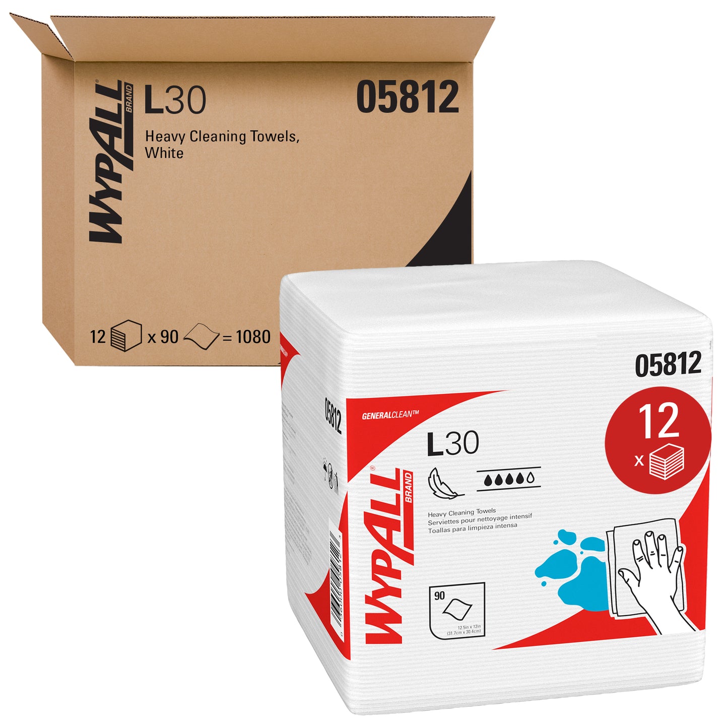 WypAll® Cloth L30 Economizer Wipe, White, 12/90