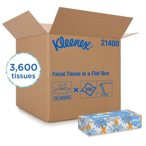 Kleenex® Paper Facial Tissue , Flat Box 36/100
