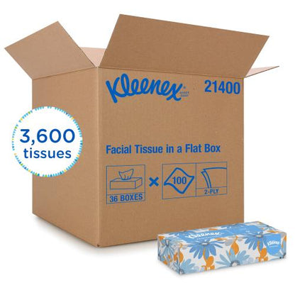 Kleenex® Paper Facial Tissue , Flat Box 36/100