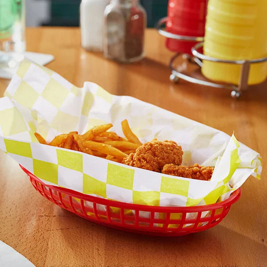 YELLOW CHECKERED DELI SANDWICH WRAP, 12" x 12"
