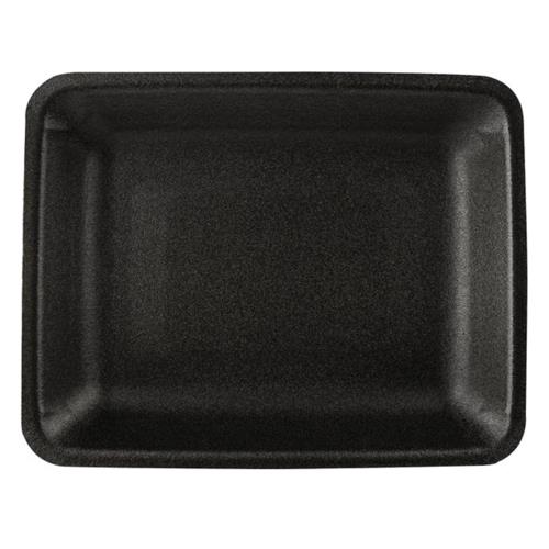 4PR BLACK POLYSTYRENE MEAT TRAY, 9.25" x 7.25" x 1.25"