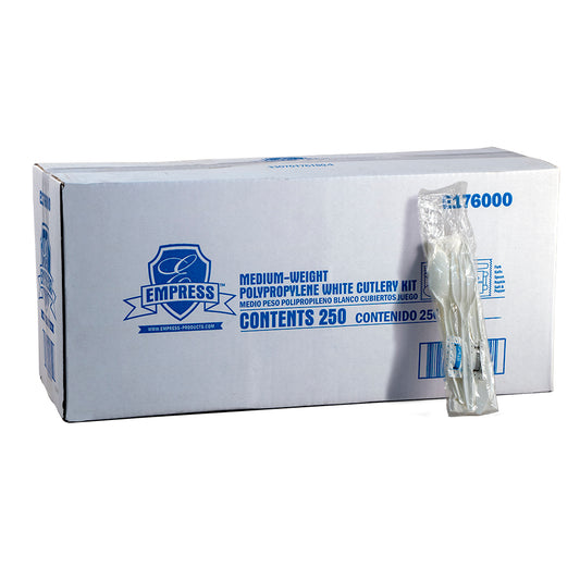 Empress KNIFE/FORK/SPOON/S&P/NAPKIN, MEDIUM WEIGHT, WHITE, 250/CS