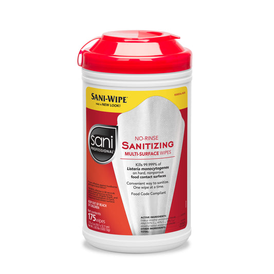 SANI-WIPE NO RINSE SANITIZING WIPES, 6/CS