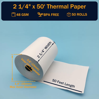 THERMAL PAPER, 2.25" x 50', 50/CS