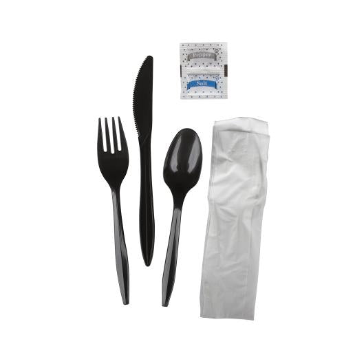 Prime Source® K,F,S, SALT, PEPPER, NAPKIN KIT, BLACK, MEDIUM WEIGHT