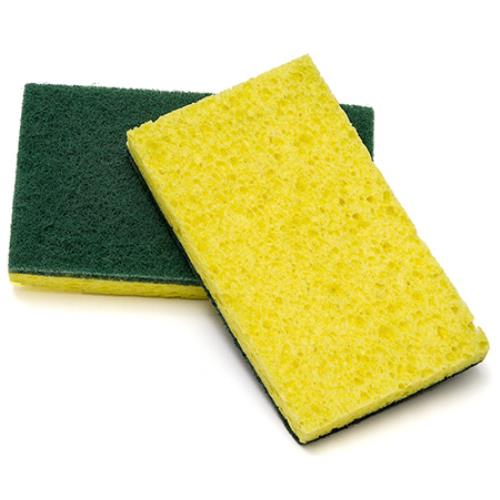 Prime Source® MEDIUM DUTY SCOURING SPONGE, GREEN/YELLOW, 3.44" x 6.06"