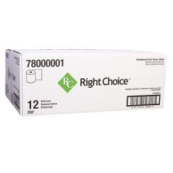 Right Choice™ PAPER HARDWOUND ROLL TOWEL, WHITE, 8" x 350'