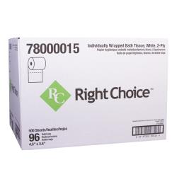 Right Choice ™ 2 PLY TOILET TISSUE, WHITE, 96/500/CASE