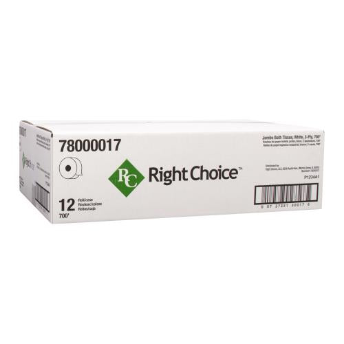Right Choice ™ Virgin Paper JRT Toilet Tissue 2 Ply, White, 9" x 700'
