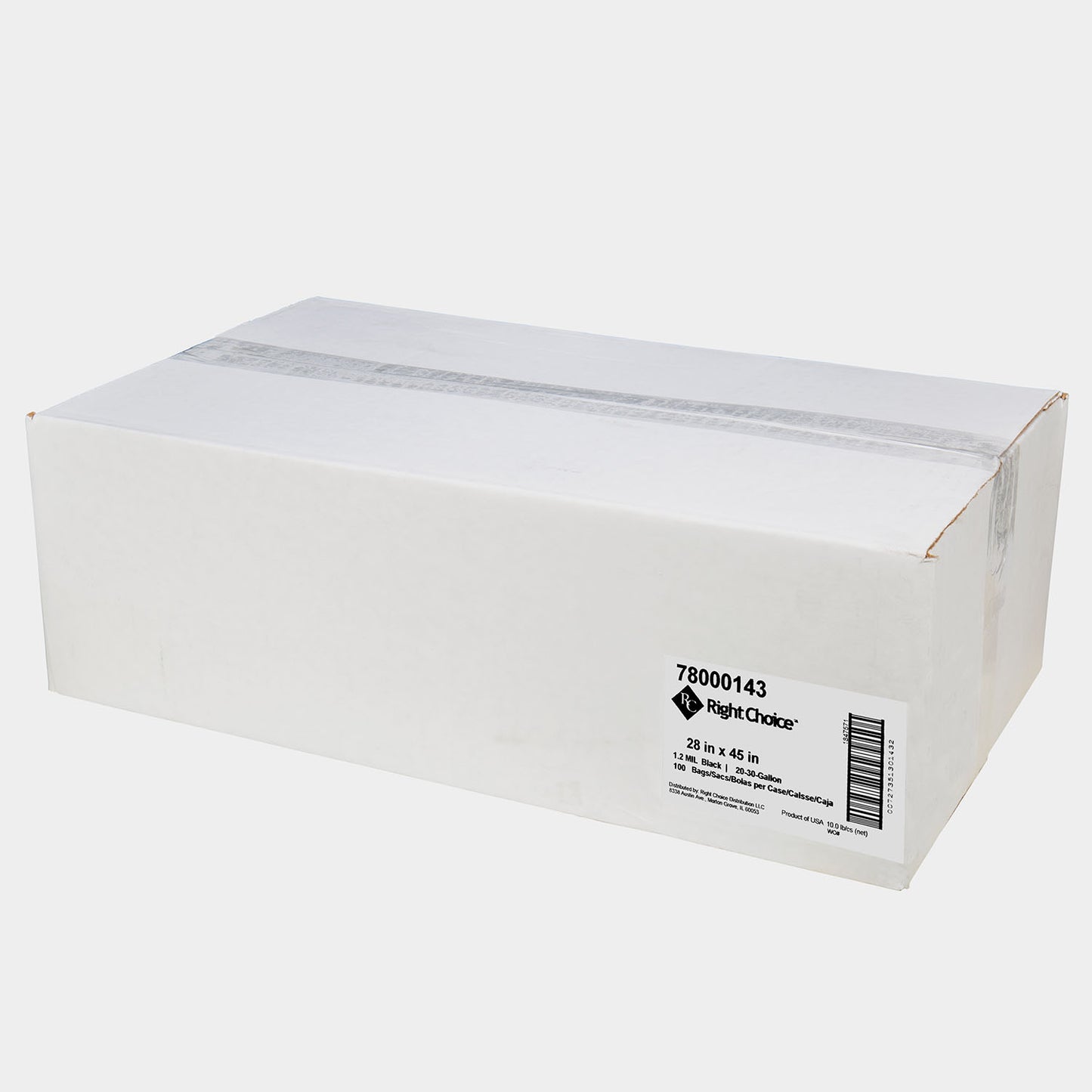 Right Choice™ LDPE 20/30-GAL CAN LINER ROLL, BLACK, 28" x 45", 1.2mil