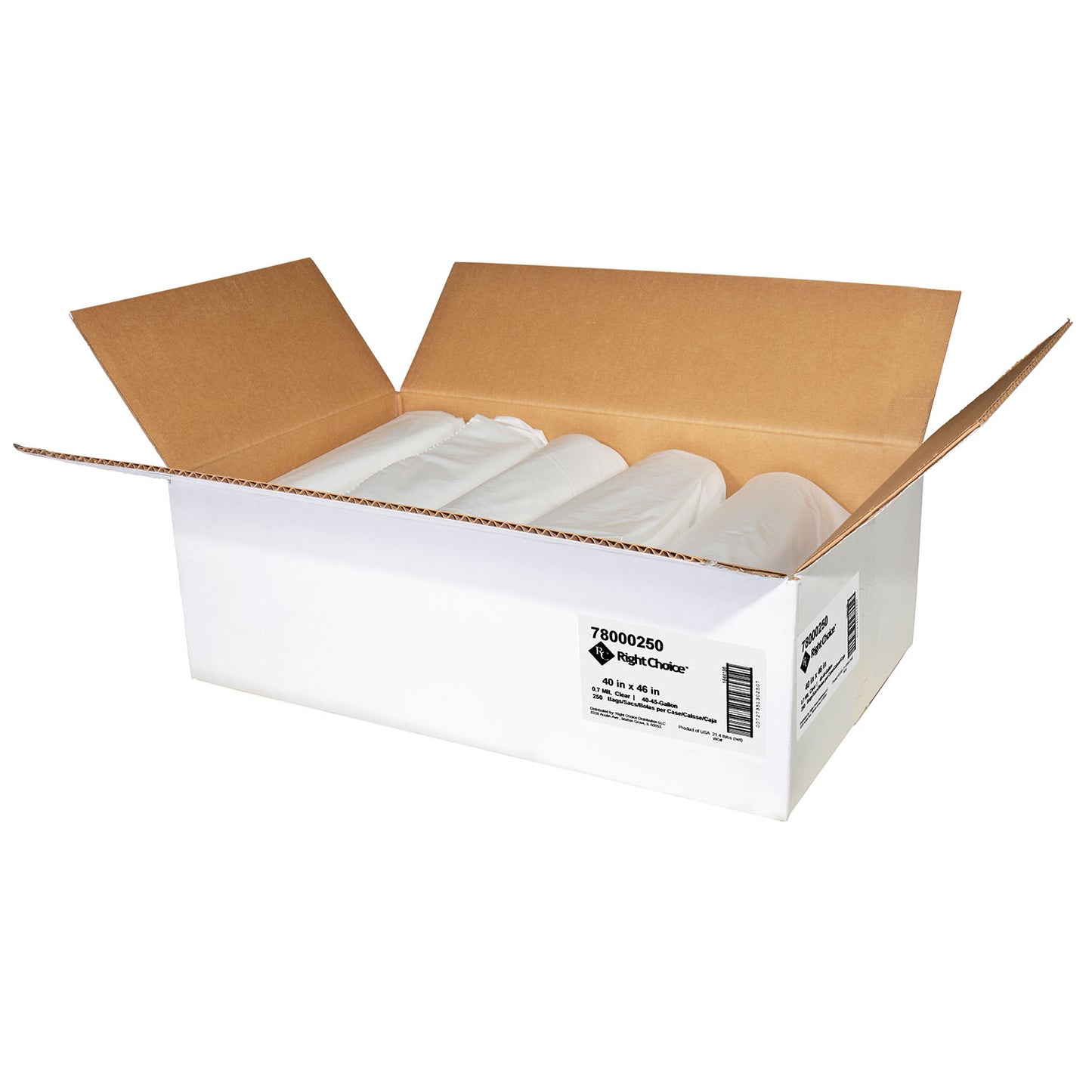 Right Choice™ LLDPE 40/45-Gal Can Liner Roll, Clear, 40" x 46", 0.7 mil