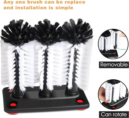 GLASS WASHER BASE, 3 BRUSH W/BASE, 1/EA