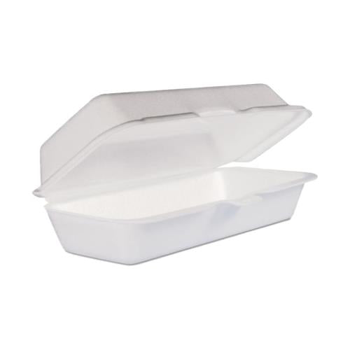 HINGED HOT DOG CONTAINER, INSULATED, POLYSTYRENE, WHITE 7.1" x 3.8" x 2.3" 72HT1