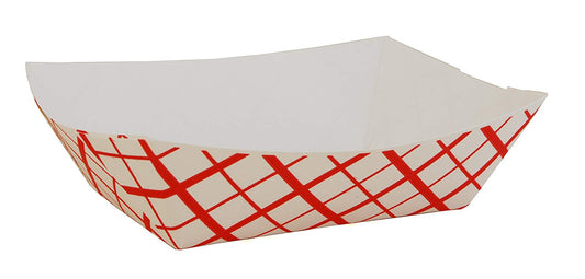 1LB RED PLAID FOOD TRAY, 1000/CS