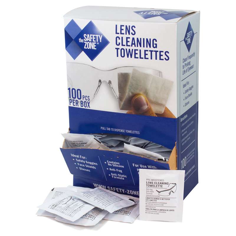 PRE-MOISTENED ANTI-FOG LENS CLEANING TOWLETTES, 100/BX